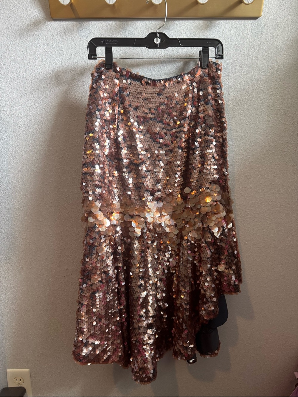 NWT Dhruv Kapoor for Anthropologie Bronze Sequin Asymmetrical Skirt - Picture 2 of 7